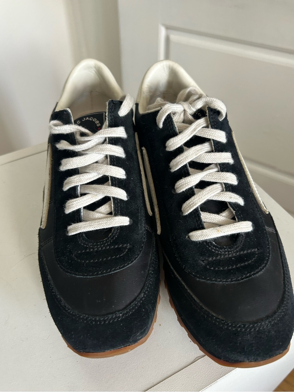 Marc Jacobs Black and White Suede Low-Top Sneakers size 37